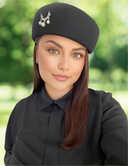 Palarie dama toca ROYAL LUX -palarie neagra, reglabila [5]