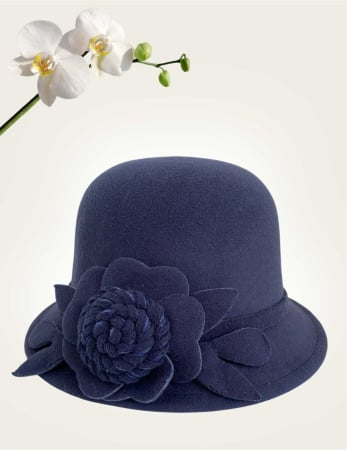 Palarie dama fetru Rose-palarie bleumarin, palarie reglabila [4]