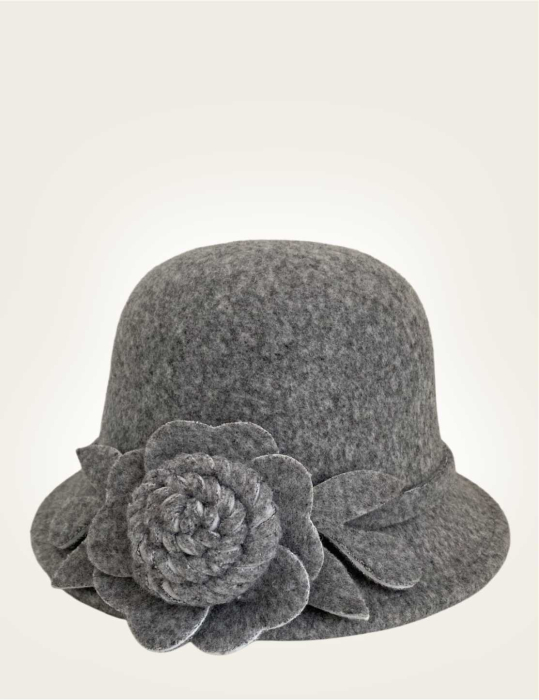 Palarii dama | Palarie dama fetru Rose-palarie gri, reglabila [5]