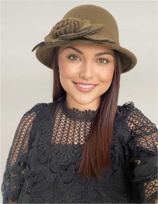 Palarie dama fetru Rose-palarie kaki, palarie reglabila [2]