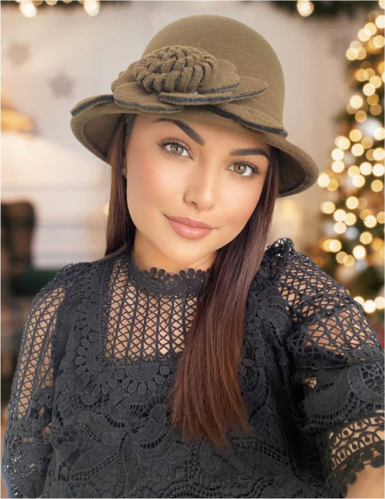 Palarie dama fetru Rose-palarie kaki, palarie reglabila [1]