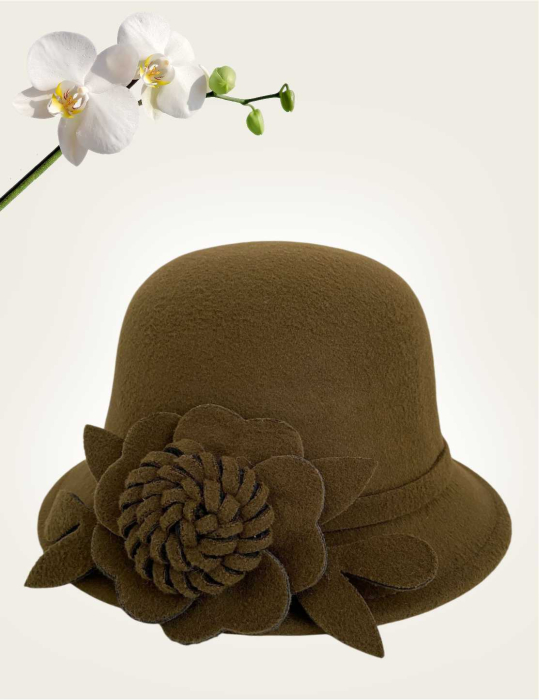 Palarie dama fetru Rose-palarie kaki, palarie reglabila [4]