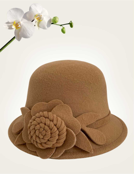 Palarie dama fetru Rose-palarie maro, palarie reglabila [4]