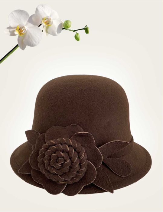 Palarii dama | Palarie dama fetru Rose-palarie maro, reglabila | Preturi atractive + Transport Gratis la comenzi de minim 99 lei. Profita si tu! [5]