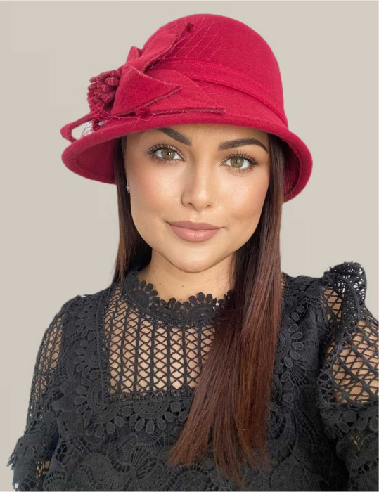 Palarie dama boruri mici Anita palarie rosie, reglabila [3]