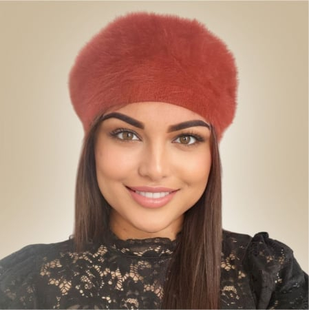 Bereta eleganta de lux din lana fina si pufoasa de Angora - Princess (CARAMIZIU) - marime universala [1]