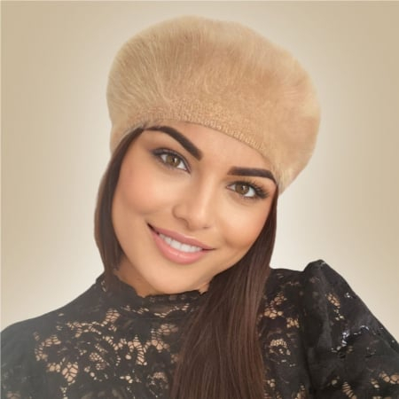 Bereta eleganta de lux din lana fina si pufoasa de Angora - Princess (MARO cappuccino) - marime universala [1]