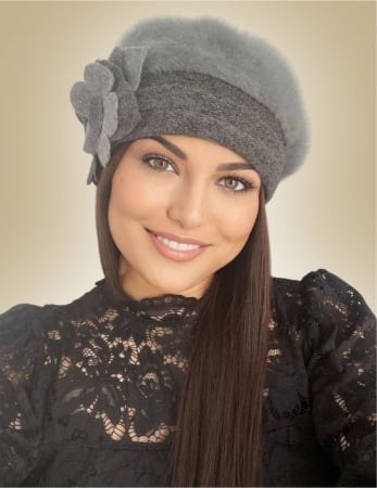 CACIULI LUX - Caciula din lana groasa de Angora - Gloria Lux (GRI) - marime universala