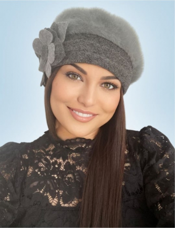 Caciula din lana groasa de Angora - Gloria Lux (GRI) - marime universala [2]