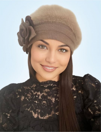 Caciula din lana groasa de Angora - Gloria Lux (MARO cappuccino) - marime universala [2]