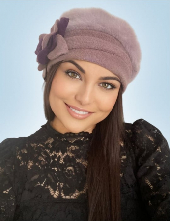 Caciula din lana groasa de Angora - Gloria Lux (ROZ pudra) - marime universala [2]