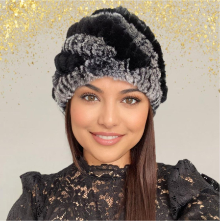 Caciula eleganta din blana ALISE (GRI+NEGRU) - marime universala [2]