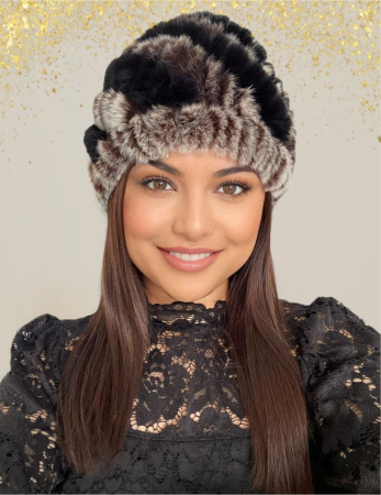 CACIULI BLANA - Caciula eleganta din blana BIA (MARO+NEGRU) - marime universala