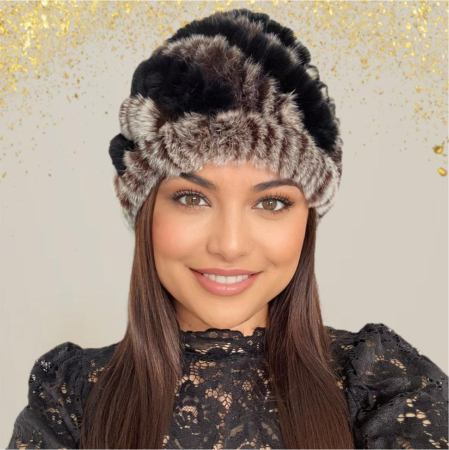 Caciula eleganta din blana BIA (MARO+NEGRU) - marime universala [2]