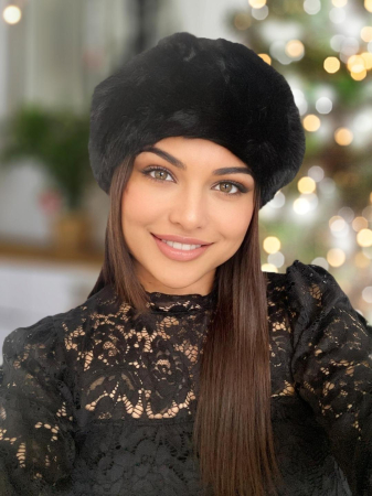 Caciula eleganta din blana JULIETTE (NEGRU) - marime universala, reglabila [2]