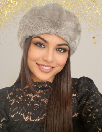 CACIULI BLANA - Caciula eleganta si calduroasa din blana JULIETTE (GRI) - marime universala, reglabila