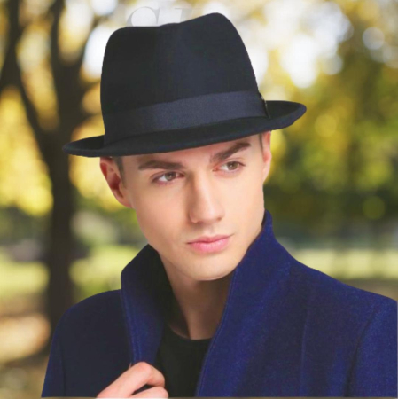 Palarie barbati cu boruri clasice din fetru lux Mister Fedora Lux (BLEUMARIN) - marimi de la 53 la 60 [6]