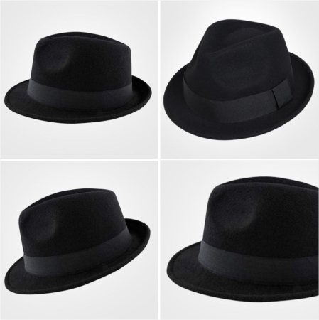 Palarie barbati cu boruri clasice din fetru lux Mister Fedora Lux (NEGRU) - marimi de la 53 la 60 [6]