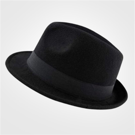 Palarie barbati cu boruri clasice din fetru lux Mister Fedora Lux (NEGRU) - marimi de la 53 la 60 [4]