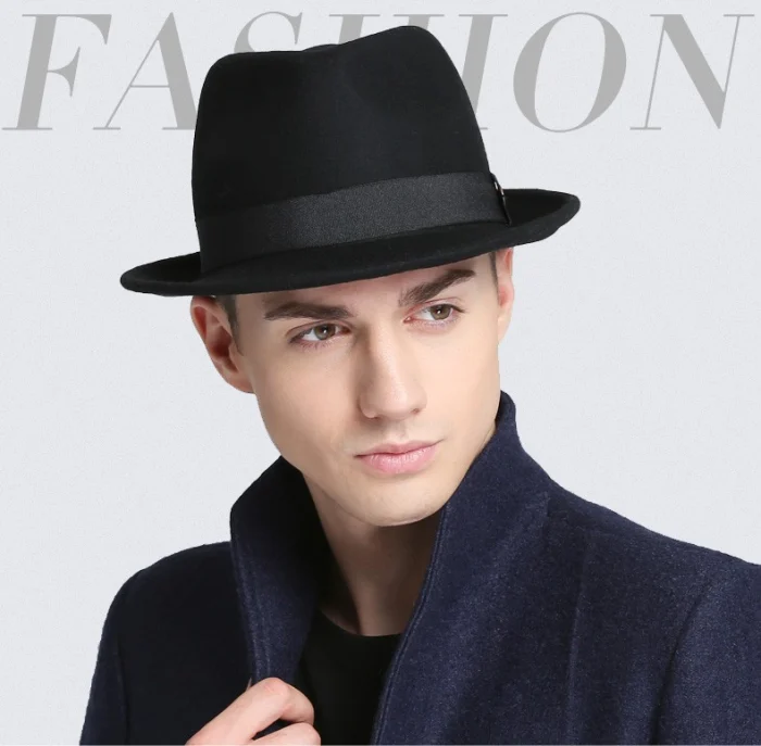 Palarie barbati cu boruri clasice din fetru lux Mister Fedora Lux (NEGRU) - marimi de la 53 la 60 [1]