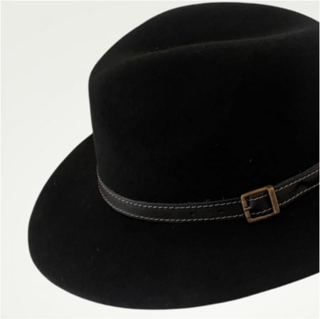 Palarie barbati din fetru lux cu boruri italiene si curea cu catarama CHARLES LUX (NEAGRA) [4]