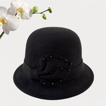 Palarie dama cu boruri delicate MISS COCHETTE (NEGRU) - marime unica, reglabila [2]