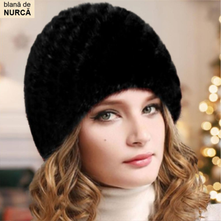 Caciula din blana de NURCA - Princess Lux (NEAGRA) - marime universala [2]