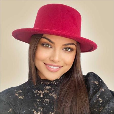 Palarie dama cu boruri rotunde MISS CASTILLIA (GRENA) - marime unica, reglabila [1]