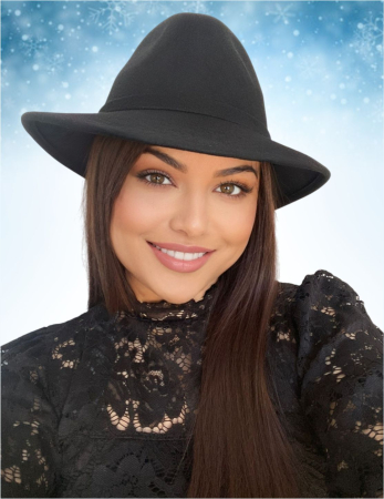 Palarie dama din fetru lux MISS ITALY (NEGRU) - marime unica, reglabila [1]