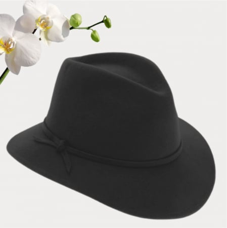 Palarie dama din fetru lux MISS ITALY (NEGRU) - marime unica, reglabila [2]
