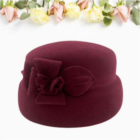 Palarie dama din fetru lux tip toca MISS MAGIC (GRENA) - marime unica, reglabila [2]