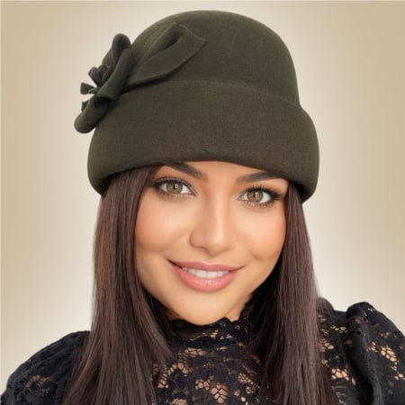 Palarie dama din fetru lux tip toca MISS MAGIC (KAKI) - marime unica, reglabila [4]