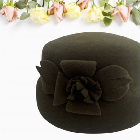 Palarie dama din fetru lux tip toca MISS MAGIC (KAKI) - marime unica, reglabila [3]