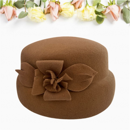Palarie dama din fetru lux tip toca MISS MAGIC (MARO cappuccino) - marime unica, reglabila [2]