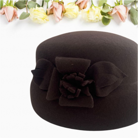 Palarie dama din fetru lux tip toca MISS MAGIC (MARO mahon) - marime unica, reglabila [3]