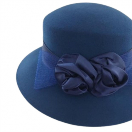 Palarie dama din fetru lux VENETIA LUX (ALBASTRU) - marime unica, reglabila [6]