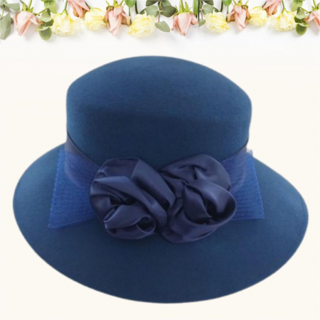 Palarie dama din fetru lux VENETIA LUX (ALBASTRU) - marime unica, reglabila [3]