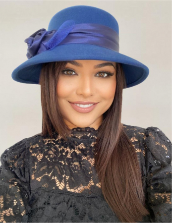 Palarie dama din fetru lux VENETIA LUX (ALBASTRU) - marime unica, reglabila [1]