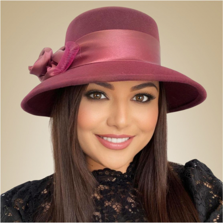 Palarie dama din fetru lux VENETIA LUX (GRENA) - marime unica, reglabila [2]