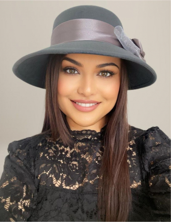 Palarie dama din fetru lux VENETIA LUX (GRI perlat) - marime unica, reglabila [1]
