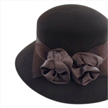 Palarie dama din fetru lux VENETIA LUX (MARO mahon) - marime unica, reglabila [6]