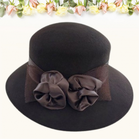 Palarie dama din fetru lux VENETIA LUX (MARO mahon) - marime unica, reglabila [3]