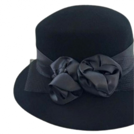 Palarie dama din fetru lux VENETIA LUX (NEGRU) - marime unica, reglabila [5]