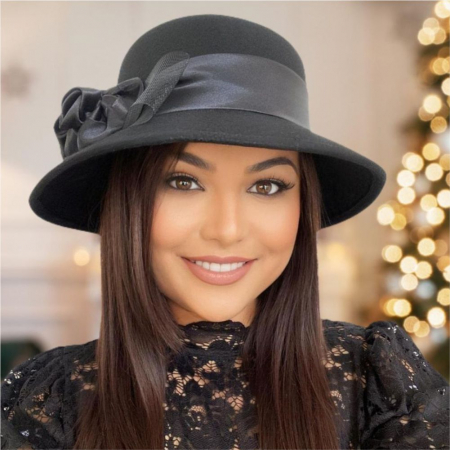 Palarie dama din fetru lux VENETIA LUX (NEGRU) - marime unica, reglabila [1]