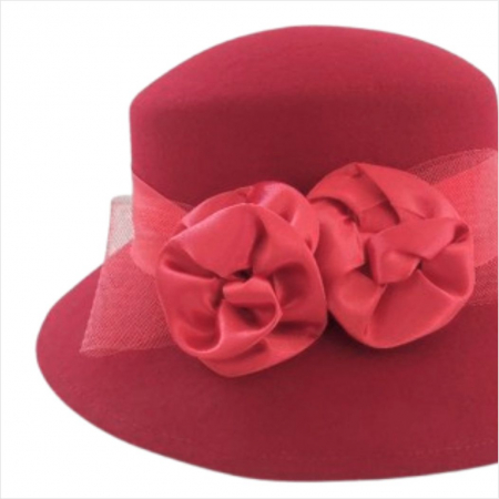 Palarie dama din fetru lux VENETIA LUX (ROSU) - marime unica, reglabila [5]