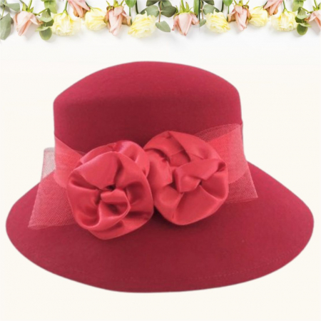Palarie dama din fetru lux VENETIA LUX (ROSU) - marime unica, reglabila [3]