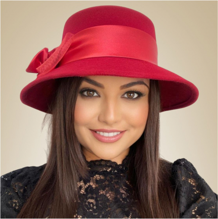 Palarie dama din fetru lux VENETIA LUX (ROSU) - marime unica, reglabila [2]