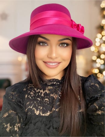 PALARII dama VENETIA LUX - Palarie dama din fetru lux VENETIA LUX (ROZ fucsia) - marime unica, reglabila