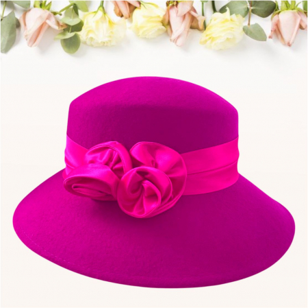 Palarie dama din fetru lux VENETIA LUX (ROZ fucsia) - marime unica, reglabila [3]