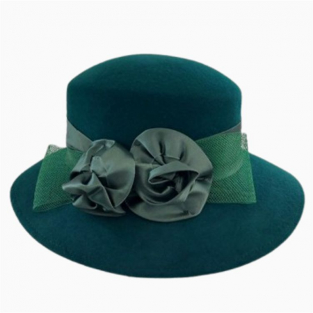 Palarie dama din fetru lux VENETIA LUX (VERDE) - marime unica, reglabila [4]